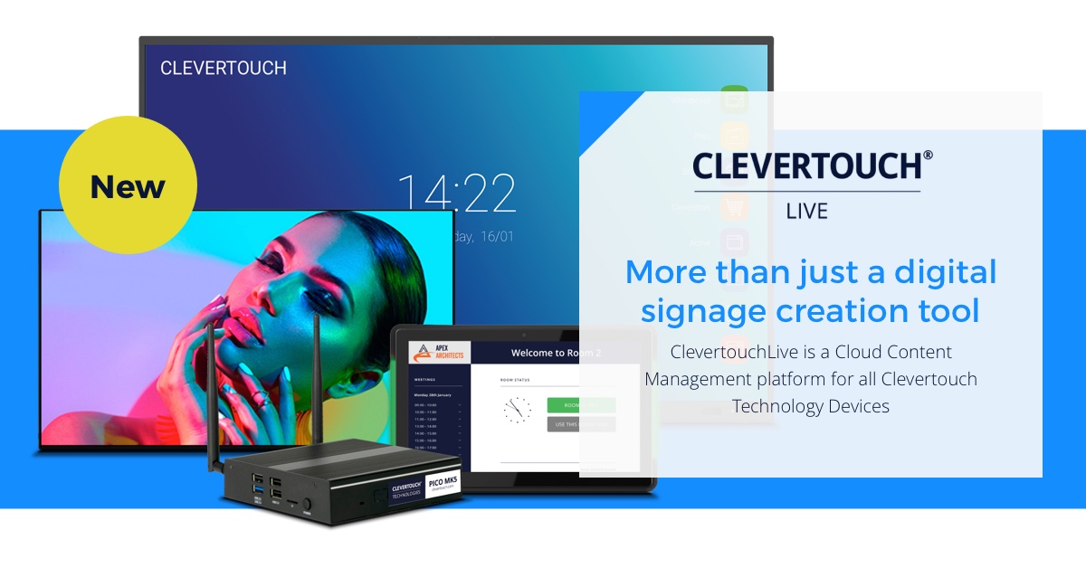 Kontroluj wszystkie swoje cyfrowe oznakowanie i interaktywne ekrany dotykowe Clevertouch za pomocą nowego, wydajnego ClevertouchLive thumbnail