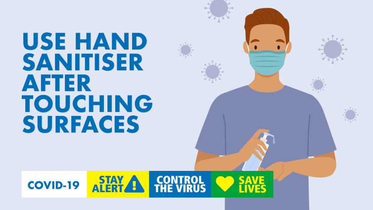 Use hand sanitiser after touching surfaces poster thumbnail