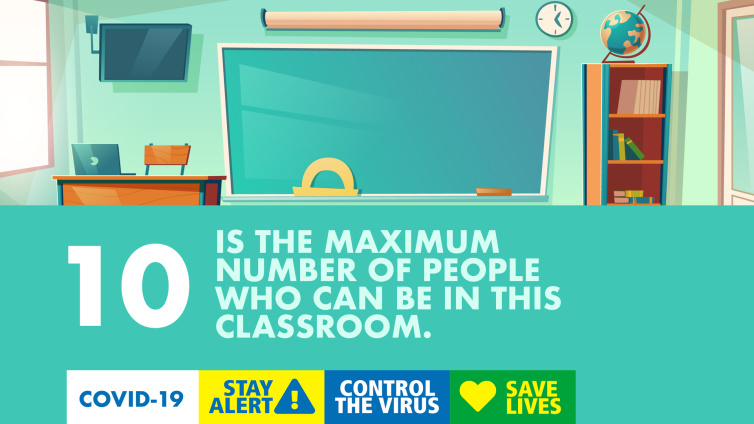 10 er det maksimale antallet personer som kan være i denne miniatyrbildet av klasserommet