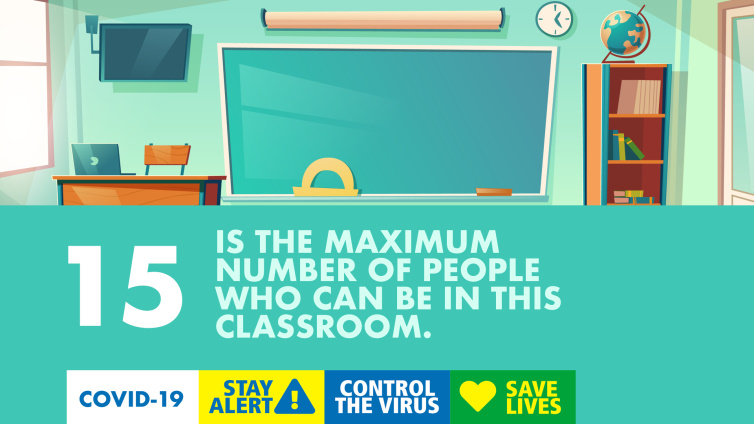 15 ist die maximale Anzahl von Personen, die in diesem Klassenzimmer-Poster-Miniaturbild sein können